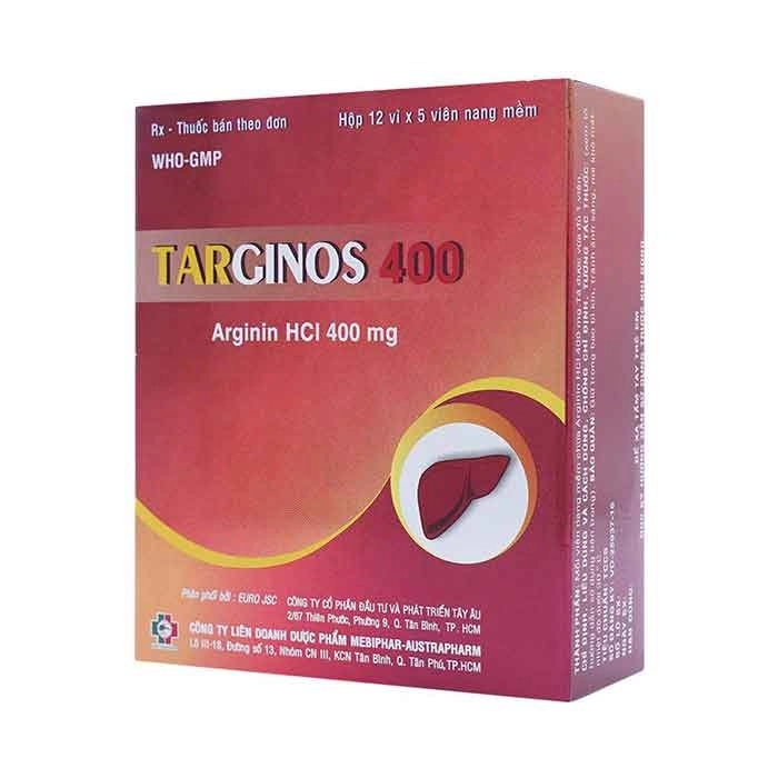 Thuốc điều trị bệnh gan Targinos 400 hộp 12 vỉ x 5 viên nang mềm