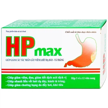Giúp giảm các tác nhân gây viêm loét dạ dày - tá tràng HP Max Vinacom hộp 5 vỉ x 12 viên