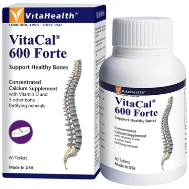 Hỗ trợ hệ xương và răng chắc khỏe Vitacal 600 Forte VitaHealth hộp 60 viên