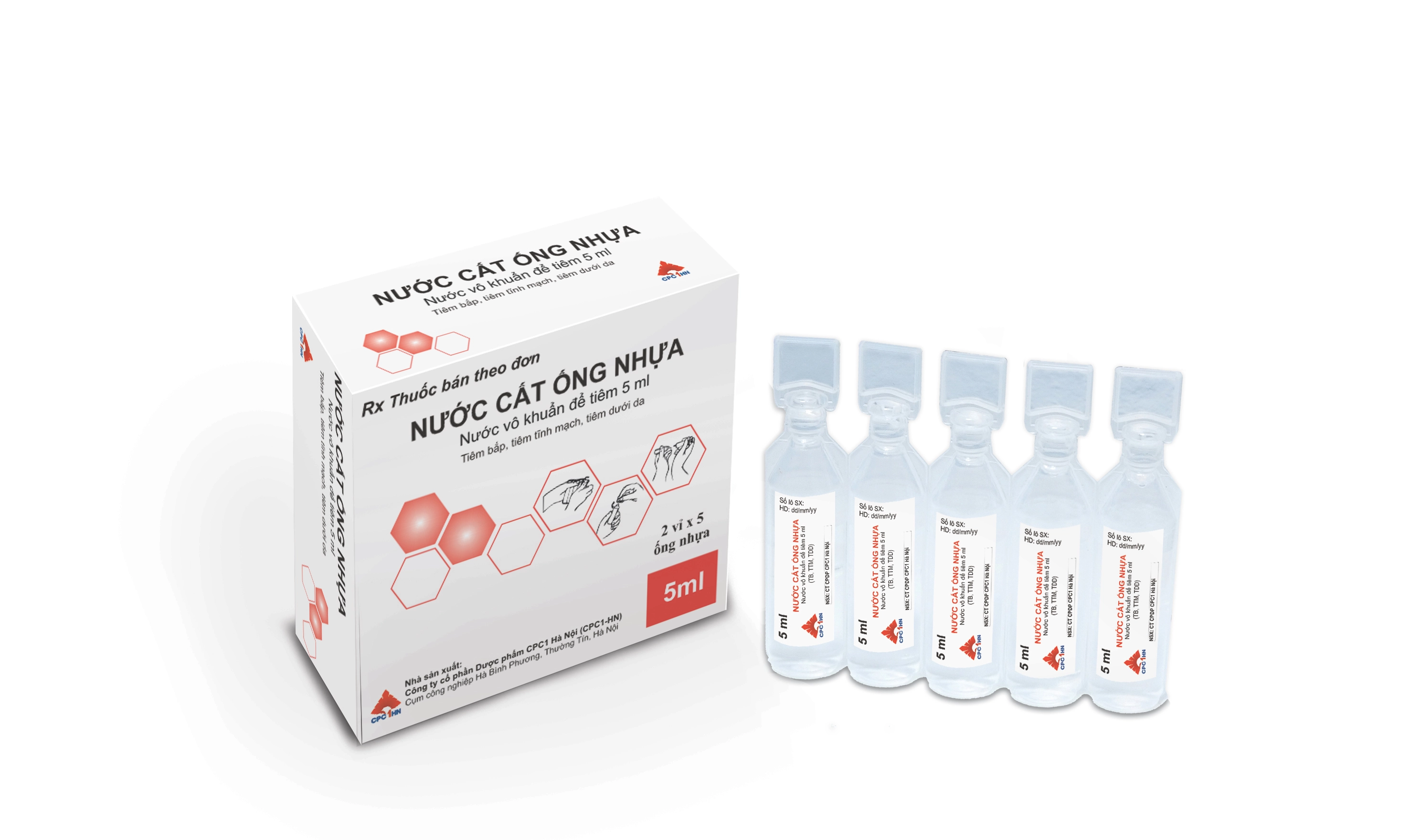 Nước cất ống nhựa 5ml hộp 10 vỉ x 5 ống