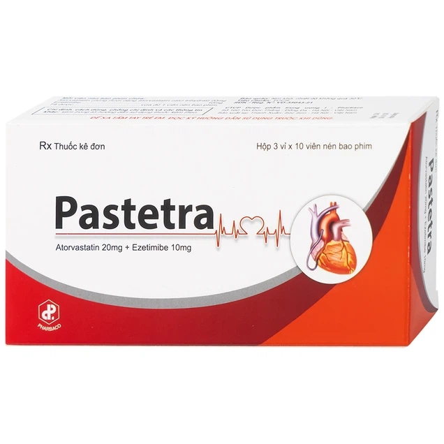 Thuốc trị mỡ máu Pastetra Pharbaco hộp 3 vỉ x 10 viên