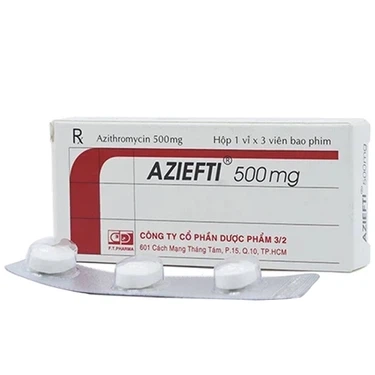 Thuốc điều trị nhiễm khuẩn Aziefti 500mg Dược 3/2 hộp 1 vỉ x 3 viên