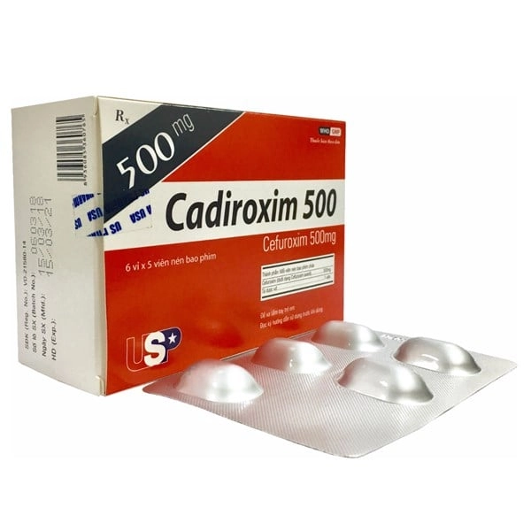 Thuốc kháng sinh Cadiroxim 500mg hộp 6 vỉ x 5 viên nén bao phim