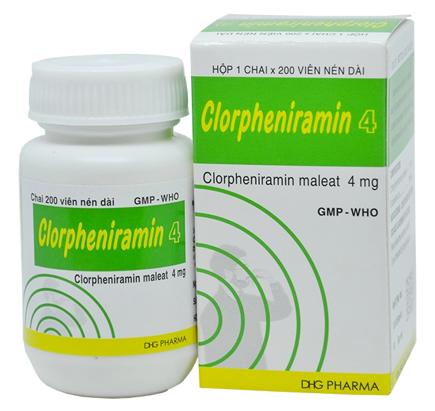 Thuốc chống dị ứng Clorpheniramin 4 (DHG) hộp 1 lọ 200 viên