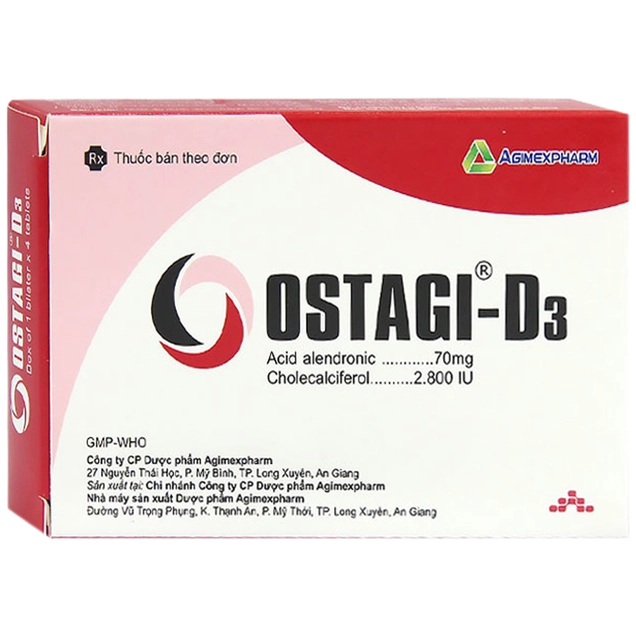 Điều trị loãng xương Ostagi-D3 Agimexpharm hộp 1 vỉ x 4 viên
