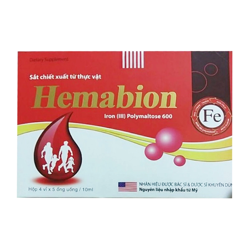 Bổ sung sắt ở dạng hữu cơ HEMABION hộp 20 ống x 10ml