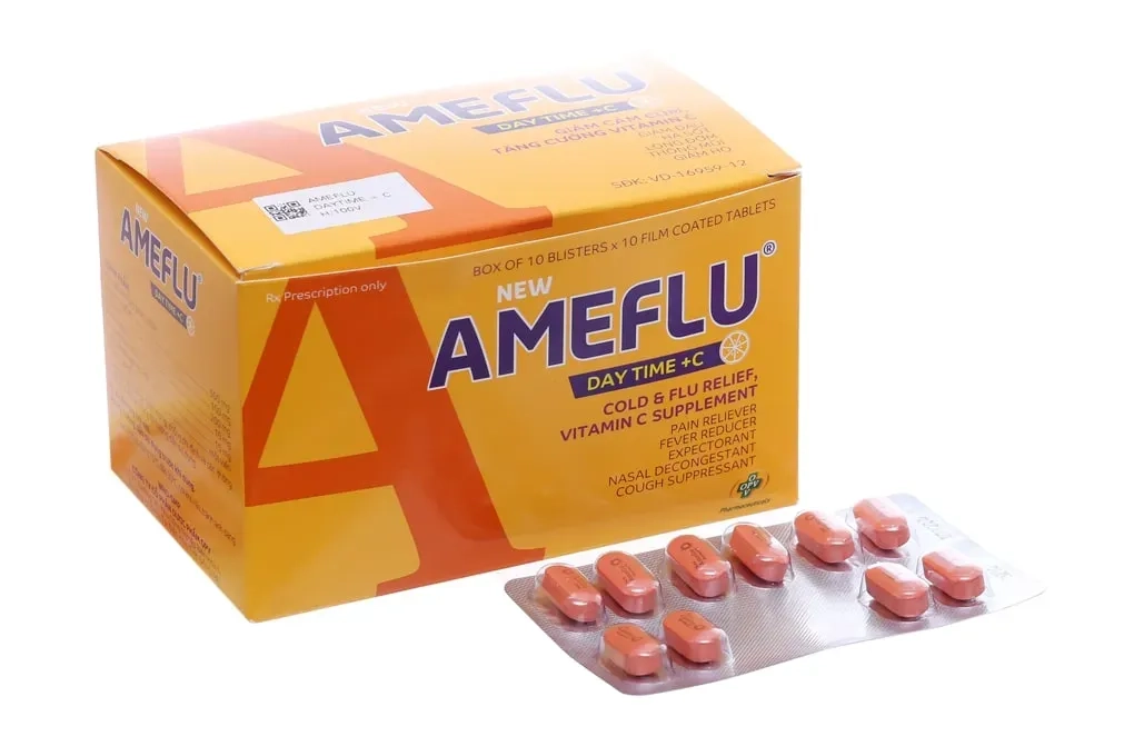 Thuốc trị cảm cúm Ameflu Day Time +C hộp 100 viên