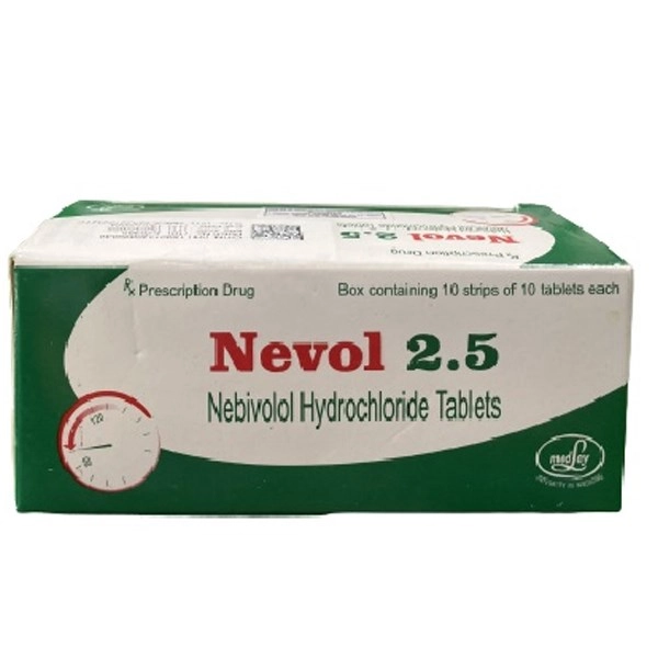 Điều trị tăng huyết áp vô căn Nevol 2.5 Medley Pharma hộp 10 vỉ x 10 viên