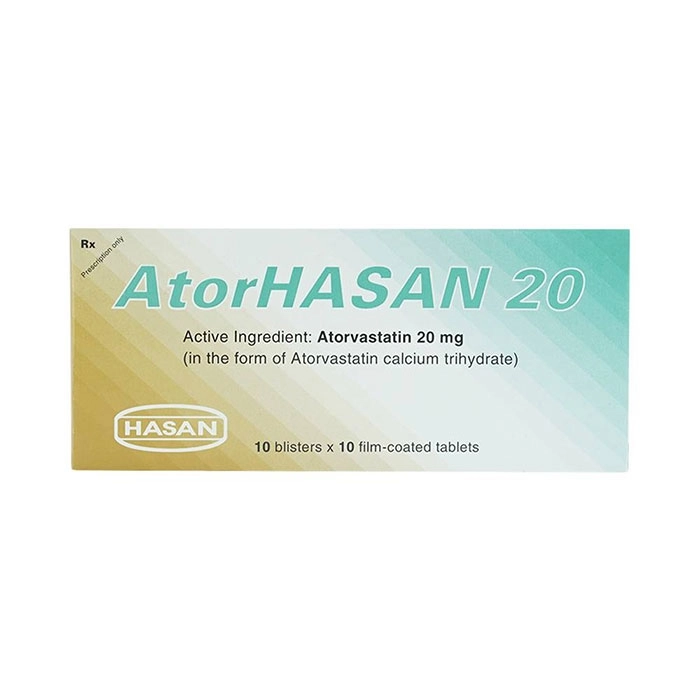 Thuốc trị mỡ máu Atorhasan 20 hộp 100 viên