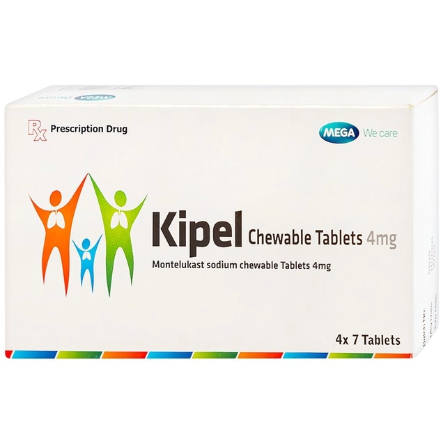 Điều trị hen suyễn, co thắt phế quản, viêm mũi dị ứng Kipel Chewable Tablet 4mg MEGA We care hộp 4 vỉ x 7 viên