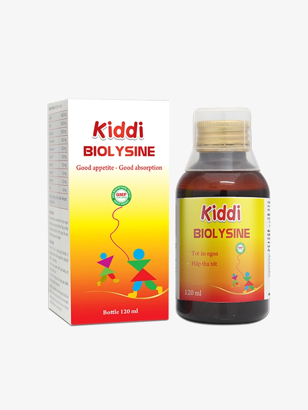 Siro giúp trẻ ăn ngon, hấp thu tốt Kiddi Biolysine hộp 1 chai 120ml