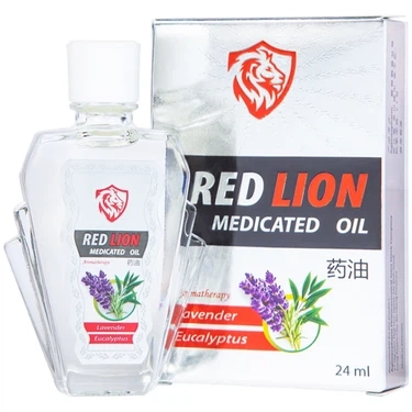 Làm ấm da vùng xoa, sử dụng massage hỗ trợ thư giãn dầu gió lăn Red Lion Medicated Oil White Agimexpharm chai x 24ml