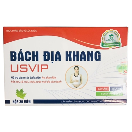 Thực phẩm hỗ trợ cảm lạnh Bách Địa Khang USVIP hộp 3 vỉ x 10 viên