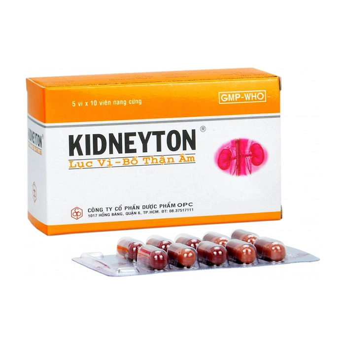 Thuốc Đông dược cho người tinh huyết suy kém KIDNEYTON Lục vị - Bổ thận âm hộp 5 vỉ x 10 viên nang cứng