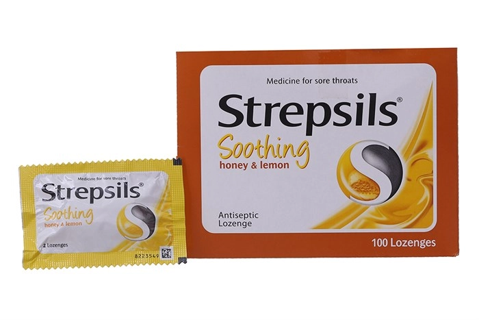 Viên ngậm trị đau họng Strepsils Soothing Honey & Lemon hộp 50 gói x 2 viên