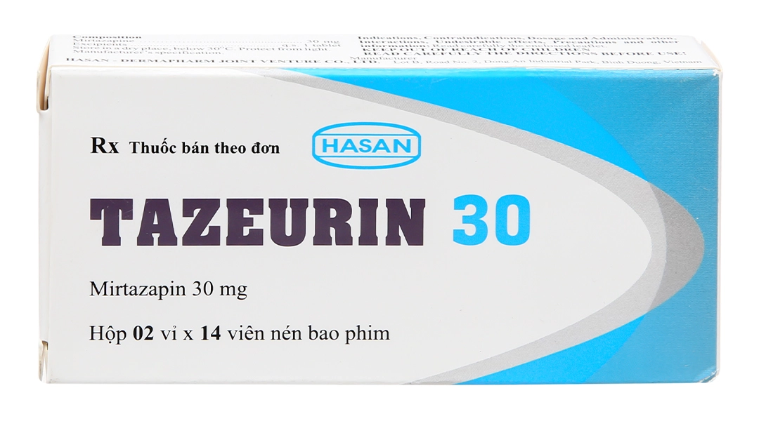 Thuốc trị trầm cảm Tazeurin 30 hộp 2 vỉ x 14 viên nén bao phim