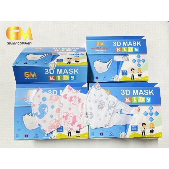 Khẩu trang trẻ em Gia Mỹ GM 3D Mask Kids (họa tiết) hộp 50 cái