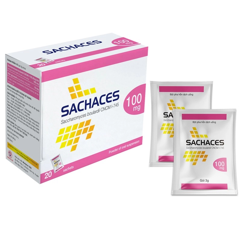 Men vi sinh Sachaces 100mg hộp 20 gói x 3g