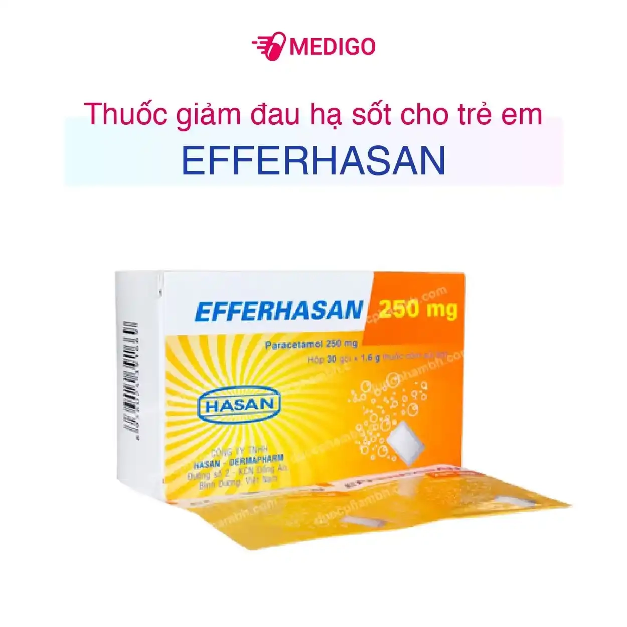 Thuốc giảm đau hạ sốt cho trẻ em Efferhasan 250 hộp 30 gói