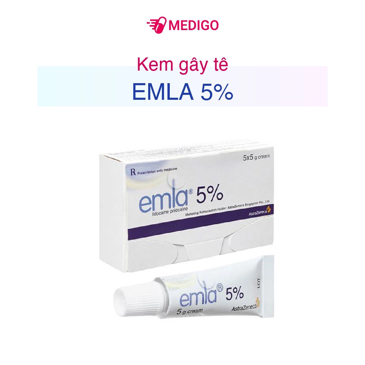 Kem gây tê Emla 5% hộp 5 tuýp x 5g