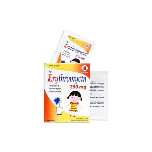 Thuốc kháng sinh ERYTHROMYCIN 250MG hộp 24 gói x 1,5 g