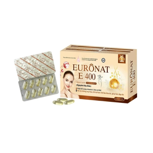 Hỗ trợ bổ sung vitamin E làm đẹp da Euronat E 400 HD Happy Pharma hộp 3 vỉ x 10 viên