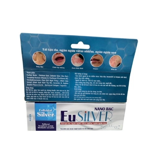 Tái tạo da, ngăn ngừa viêm nhiễm, ngăn ngừa sẹo Nano Bạc EuSilver hộp 1 tuýp 25g