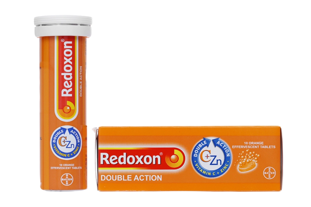 Viên sủi bổ sung vitamin C, kẽm Redoxon Double Action hộp 1 tuýp 10 viên