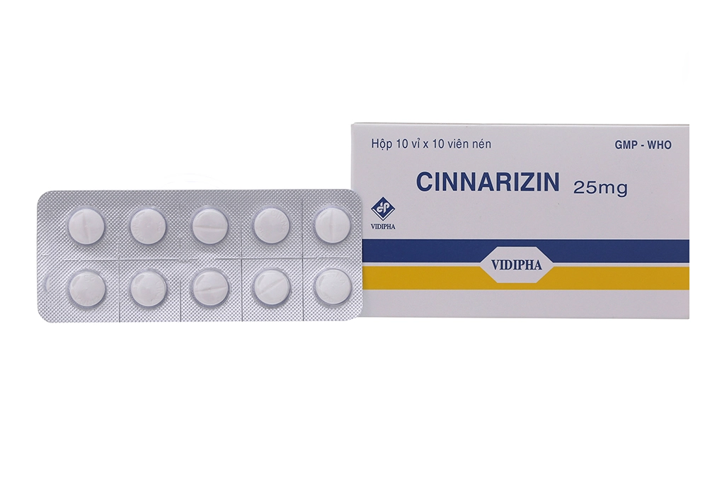 Thuốc chống say xe, rối loạn tiền đình Cinnarizin 25mg (Vidipha) hộp 100 viên