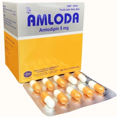 Thuốc trị tăng huyết áp Amloda 5mg Armephaco hộp 10 vỉ x 10 viên