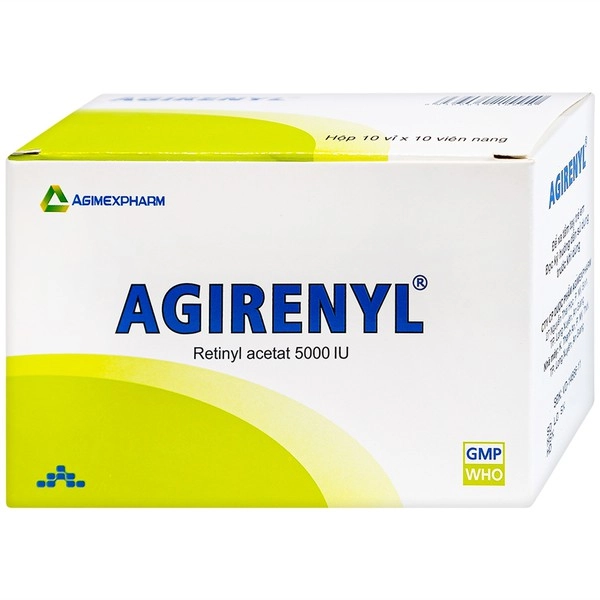 Thuốc bổ sung vitamin A AGIRENYL hộp 10 vỉ x 10 viên nang