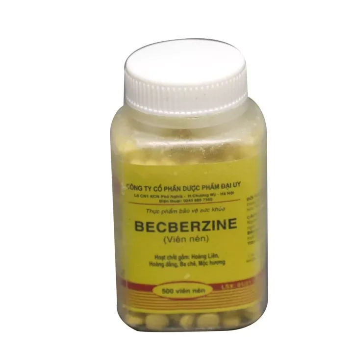 Viên uống hỗ trợ tiêu chảy BECBERZINE (Đại Uy) lọ 500 viên nén