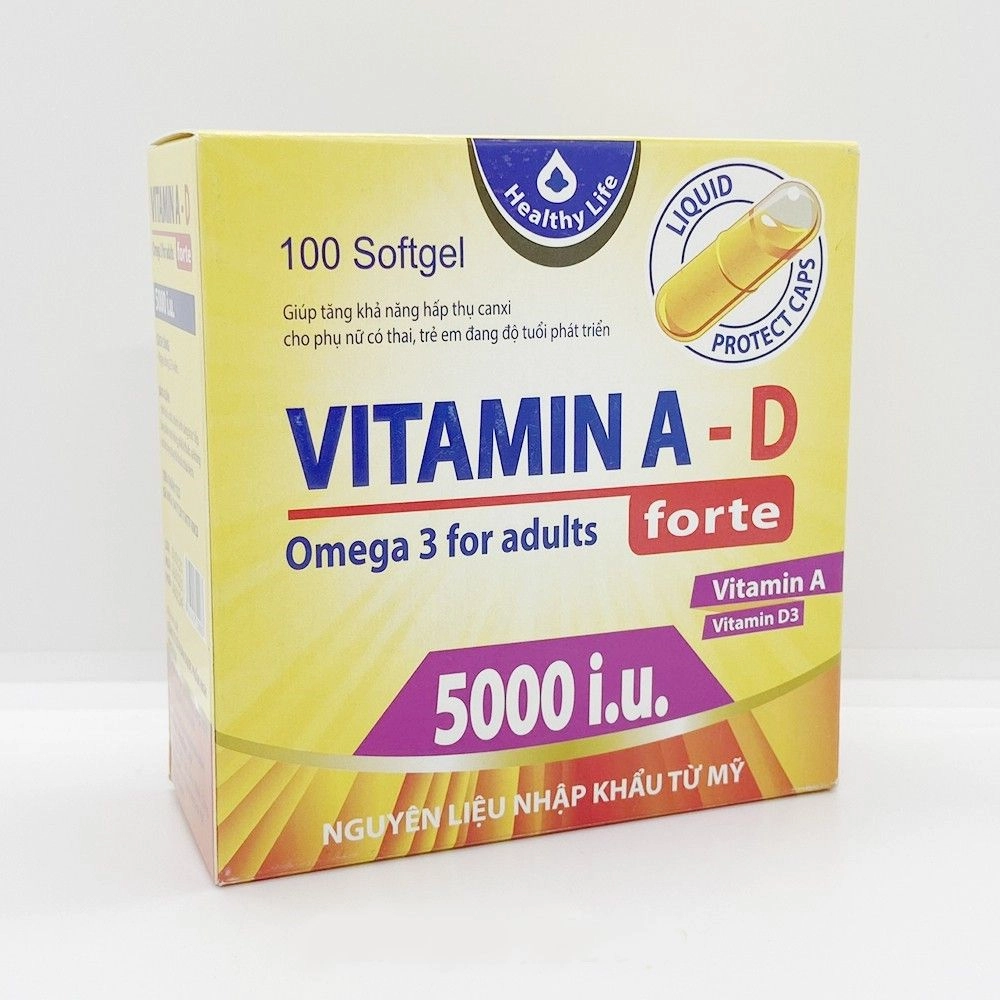 Tăng khả năng hấp thụ canxi Vitamin A-D Forte Omega 3 For Adults 500 i.u. hộp 10 vỉ x 10 viên