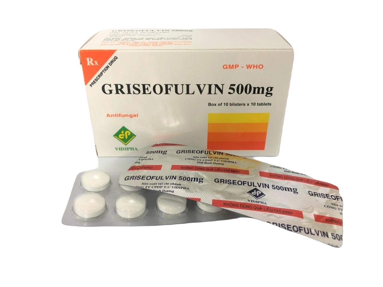 Thuốc trị nấm Griseofulvin 500mg (Vidipha) hộp 100 viên