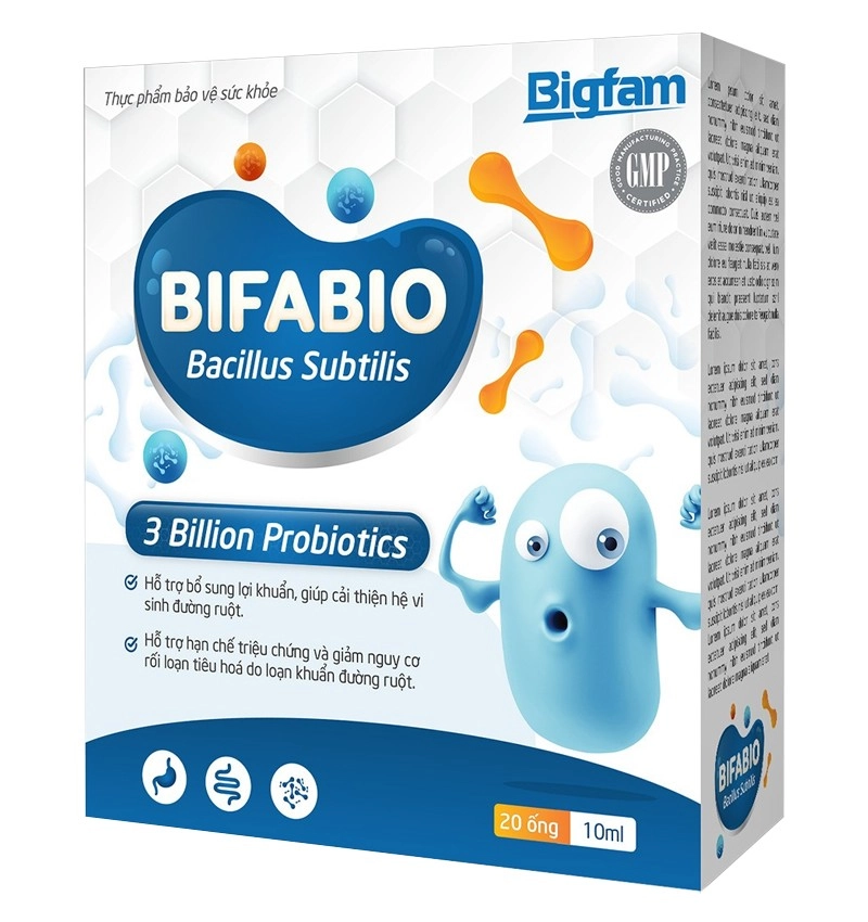 Hỗ trợ bố sung lợi khuẩn, giúp cải thiện hệ vi sinh đường ruột BIFABIO Bigfam hộp 20 ống x 10ml