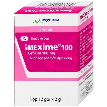 Điều trị nhiễm khuẩn đường tiết niệu, viêm thận - bể thận Imexime 100 Imexpharm hộp 12 gói x 2g
