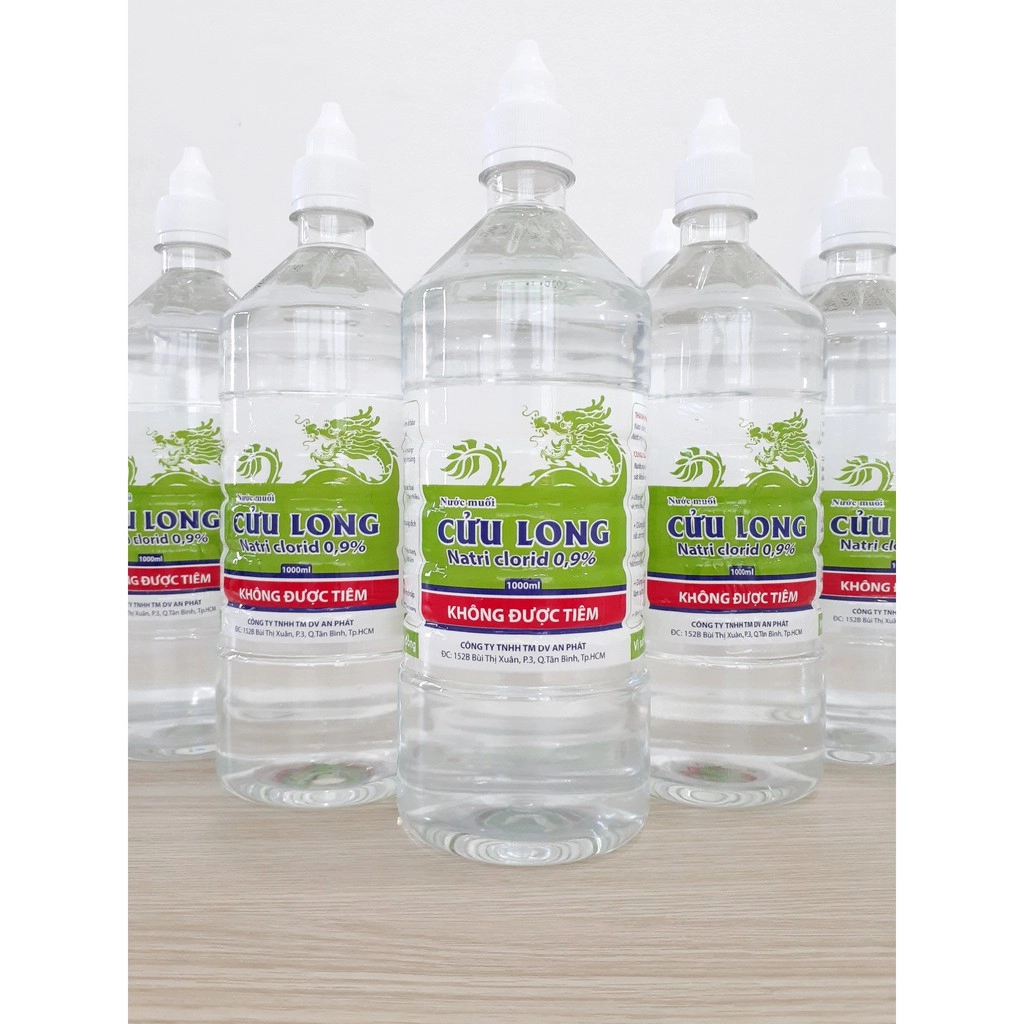 Nước muối Cửu Long Natri clorid 0.9% chai 1000ml