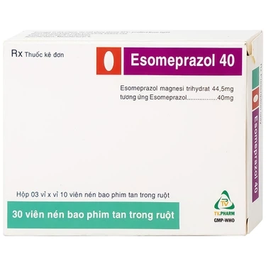 Điều trị loét dạ dày, trào ngược dạ dày Esomeprazol 40 TV.Pharm hộp 3 vỉ x 10 viên