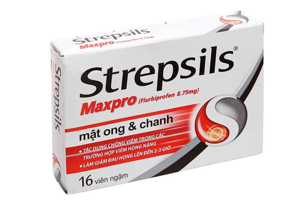 Viên ngậm trị đau họng nặng Strepsils Maxpro hộp 16 viên