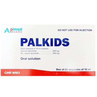Dung dịch uống bổ sung vitamin, canxi, điều trị suy nhược cơ thể Palkids Apimed hộp 2 vỉ x 10 ống x 10ml