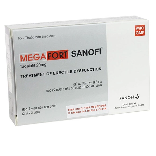 Điều trị rối loạn cương dương Megafort Sanofi hộp 2 vỉ x 2 viên