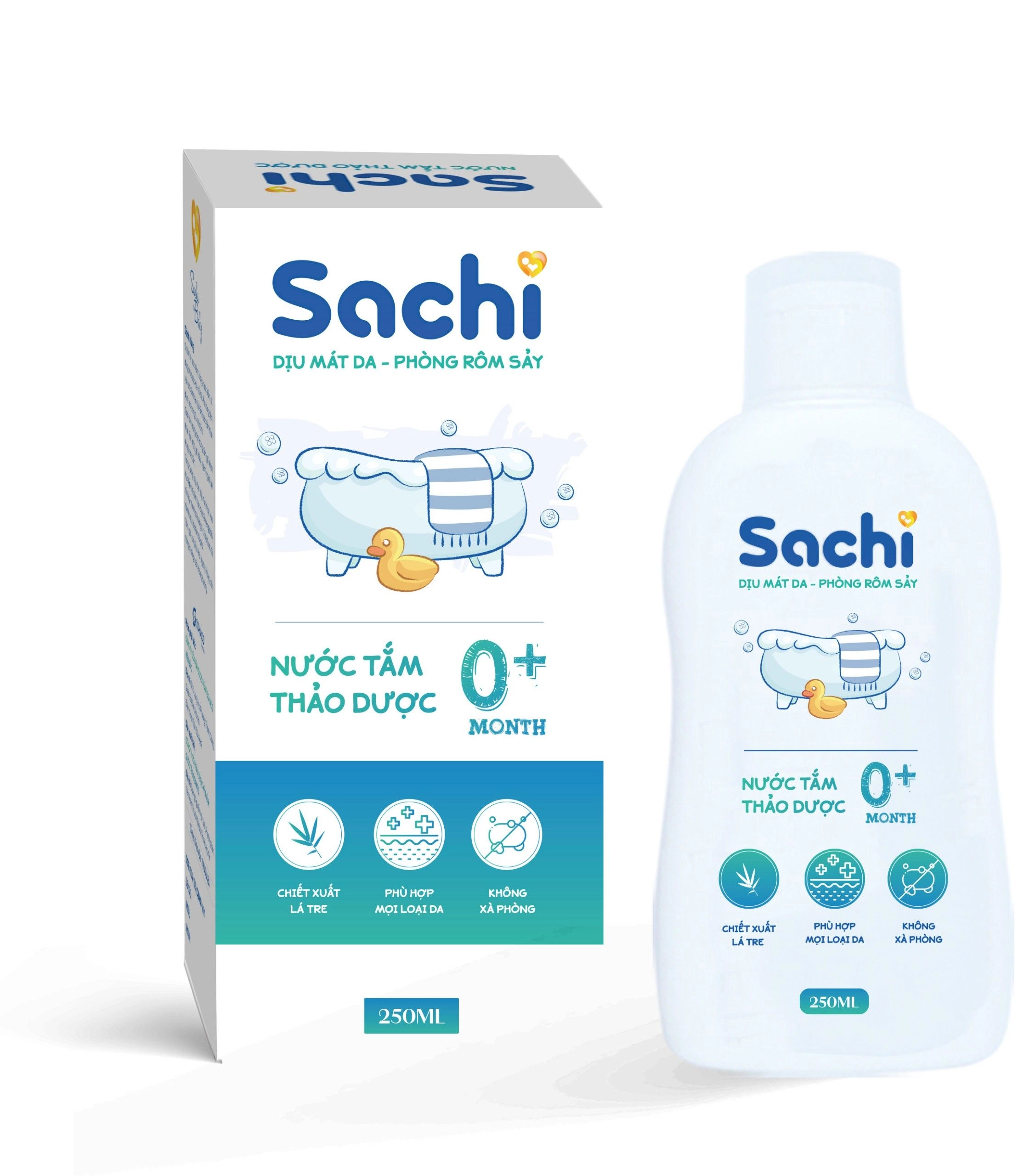 Nước tắm thảo dược Sachi 0+ Month hộp 1 chai 250ml