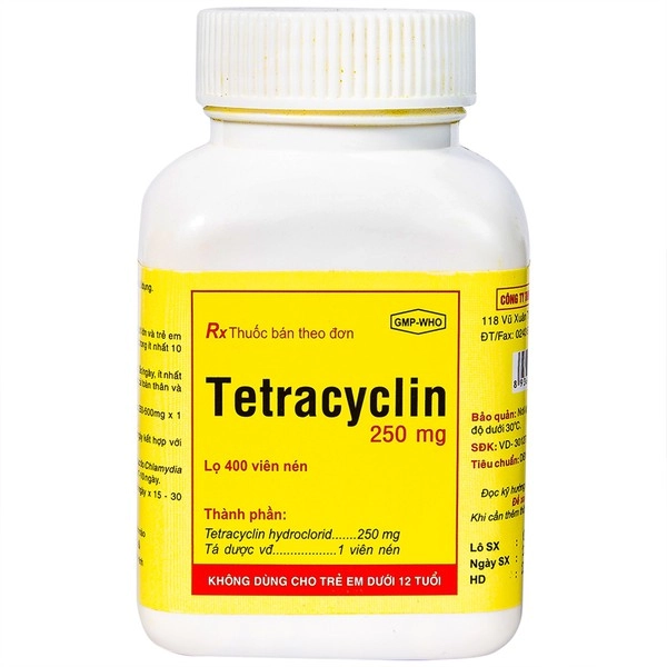 Thuốc kháng sinh Tetracyclin 250mg (120 Armephaco) lọ 400 viên nén