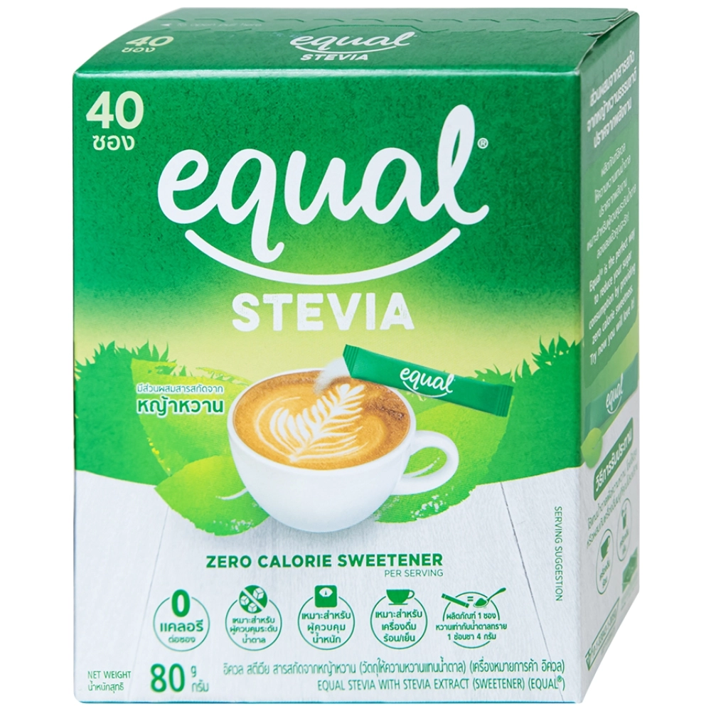 Đường ăn kiêng cỏ ngọt Equal Stevia No Calorie Sweetener hộp 40 gói x 80g