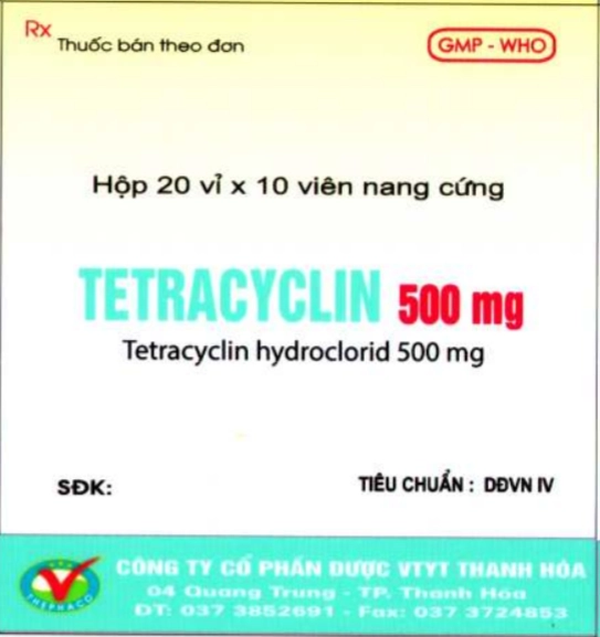Thuốc kháng sinh Tetracyclin 500mg (THANH HÓA) hộp 20 vỉ x 10 viên