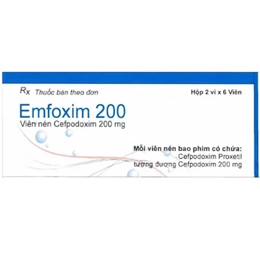 Điều trị các trường hợp nhiễm khuẩn từ nhẹ đến trung bình Emfoxim 200mg Incepta hộp 2 vỉ x 6 viên