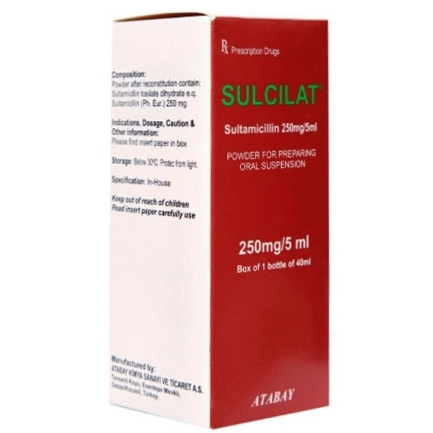 Thuốc kháng sinh Sulcilat 250mg/5ml Atabay hộp 1 chai x 40ml