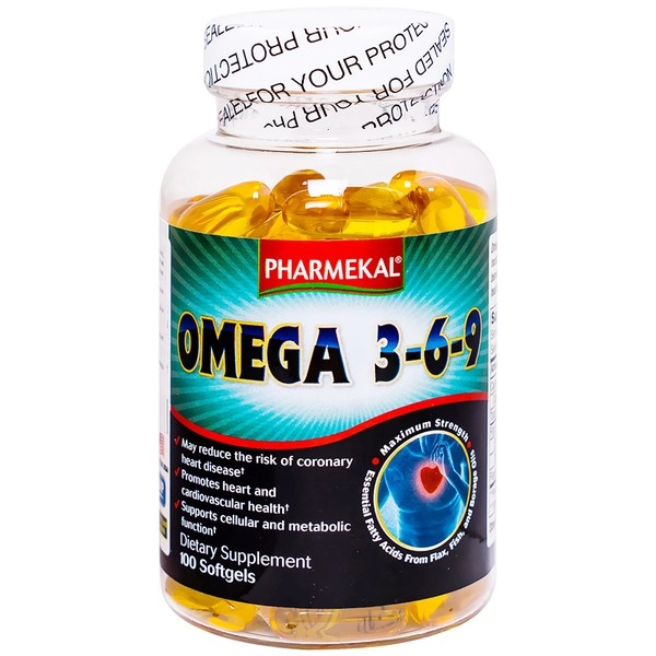 Viên uống bổ mắt, giảm cholesterol máu Omega 3-6-9 Pharmekal lọ 100 viên