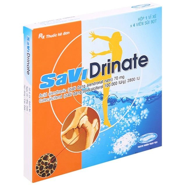 Điều trị mãn kinh ở phụ nữ sau mãn kinh và loãng xương ở nam giới SaVi Drinate hộp 1 vỉ x 4 viên
