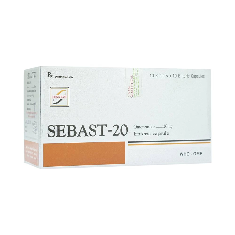 Điều trị bệnh đường tiêu hoá Sebast-20 Đông Nam hộp 10 vỉ x 10 viên